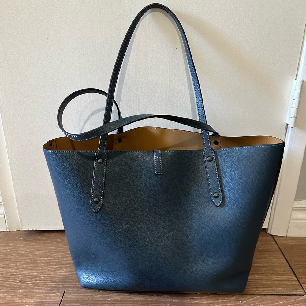 COACH blue leather Market tote Bag EUC - Picture 5 of 6